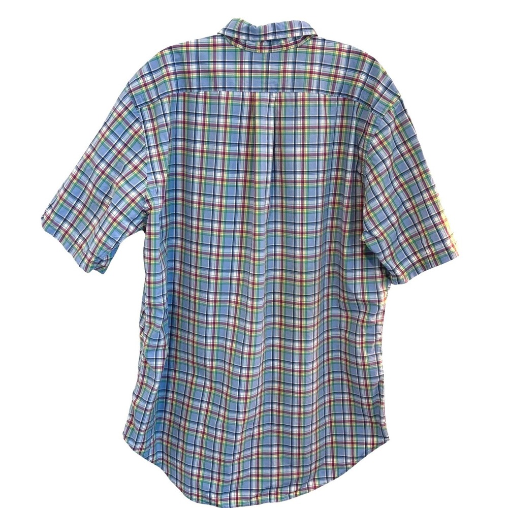 Ralph Lauren Plaid Button Down Shirt Mens Large Blue Short Sleeve Tall - Picture 5 of 9